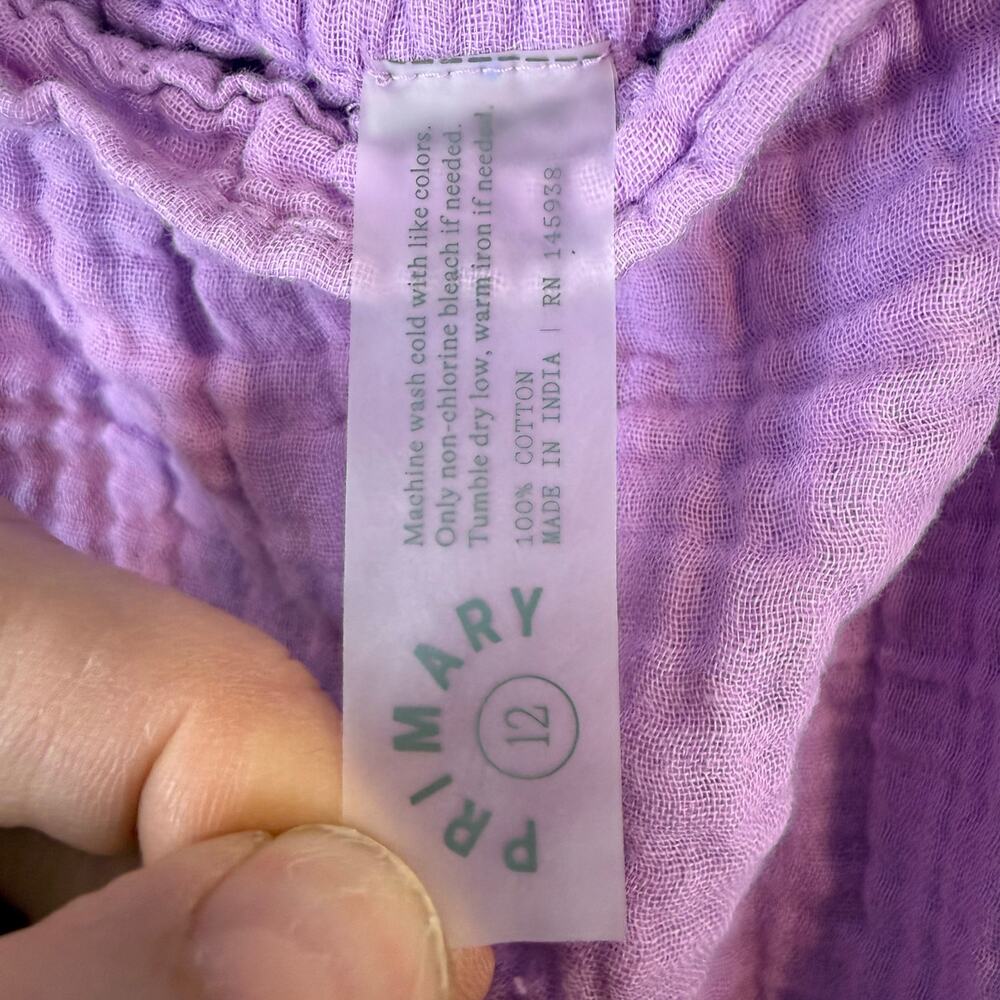 Primary Lilac Purple Romper Girls 12 Summer Cotton Muslin - Picture 5 of 6